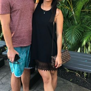 Leith BLACK DRESS WITH LACE TRIM